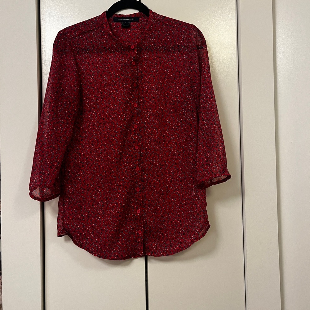 French Connection 3/4 Button-Up Blouse